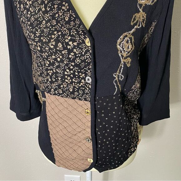 NWT Vintage Dead Stock Koret Embroidered Boho Button Front Blouse Women's Size S - Picture 5 of 16